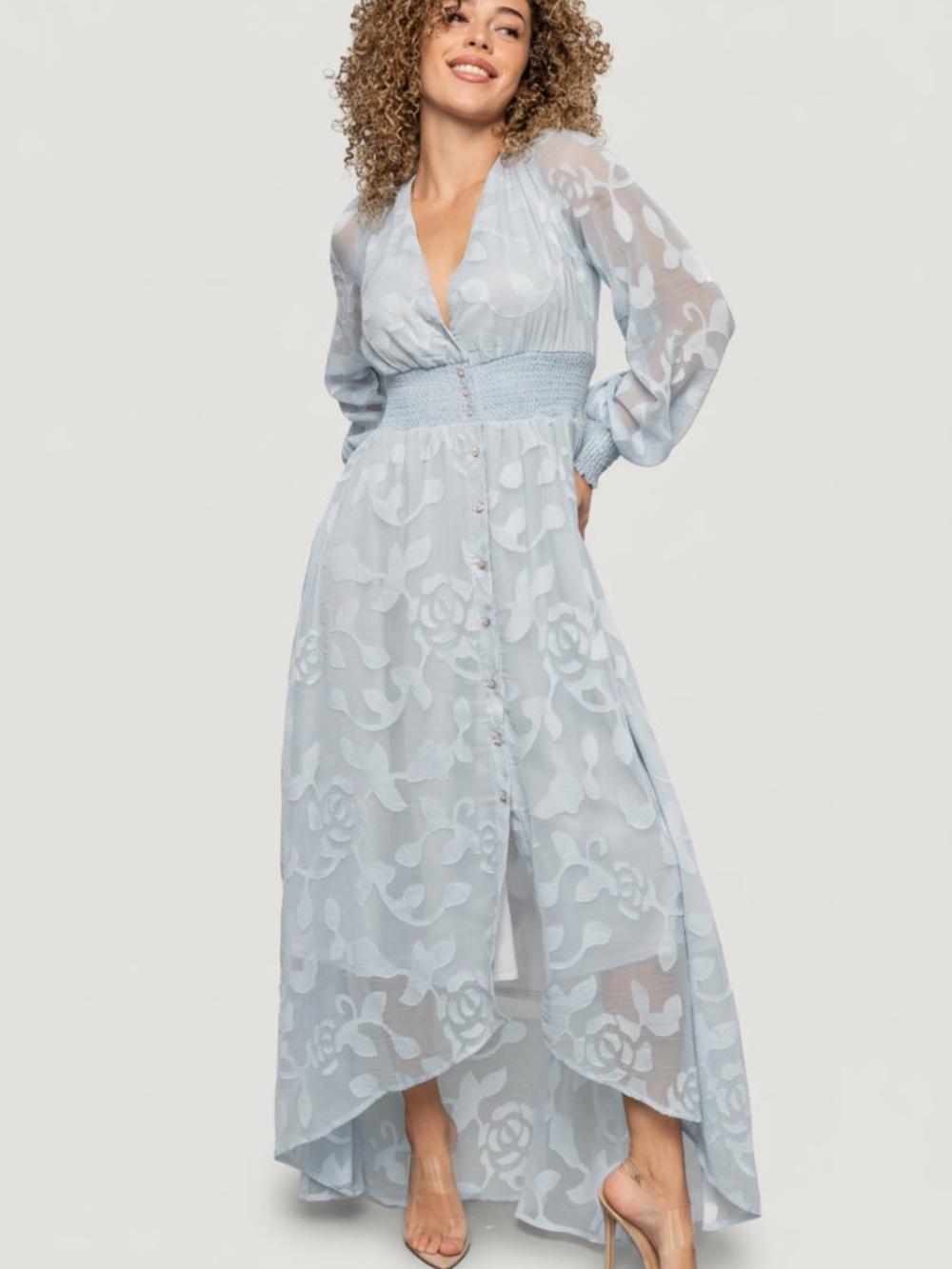 Baltic Born Daniella High Low Maxi Dress | Light Blue Size LL - Picture 2 of 5